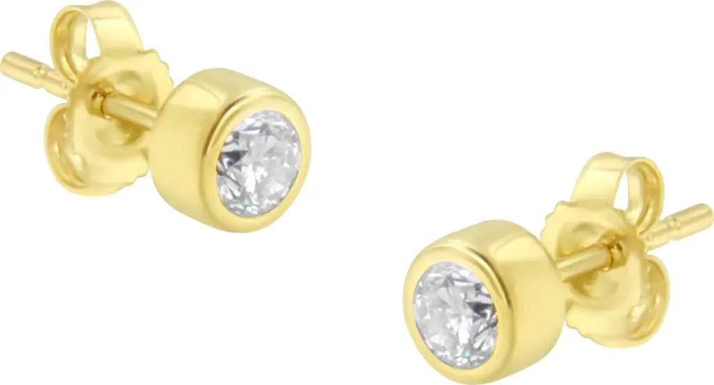 10K Gold 1/3rd Cttw Diamond Bezel Stud Earrings by Haus of Brilliance