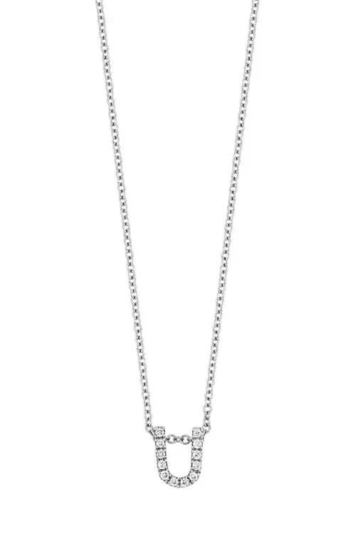 Diamond Pavé Initial Pendant Necklace in 18K White Gold - U by Bony Levy