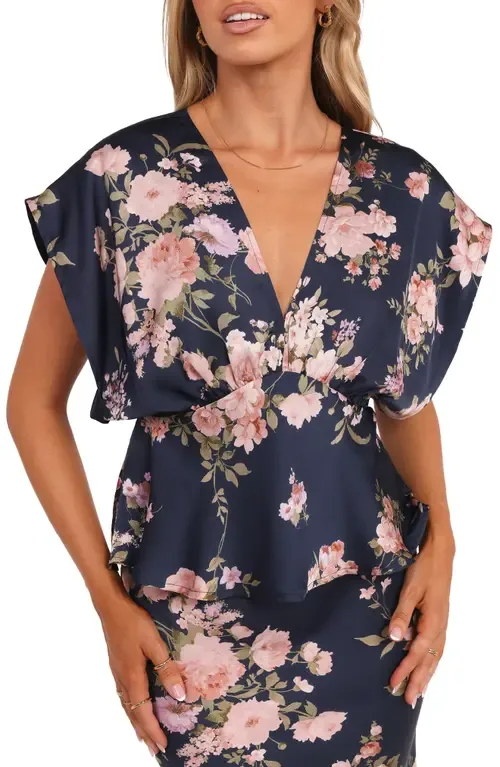 Ricki Floral Print Dolman Sleeve Satin Top by Petal & Pup