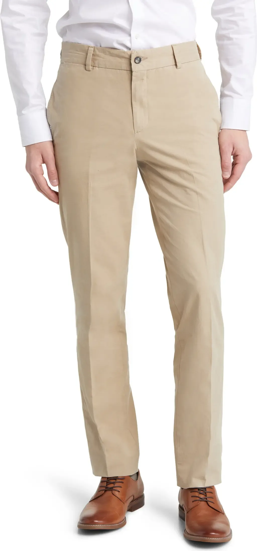 Trim Fit Cotton Poplin Dress Pants by Berle