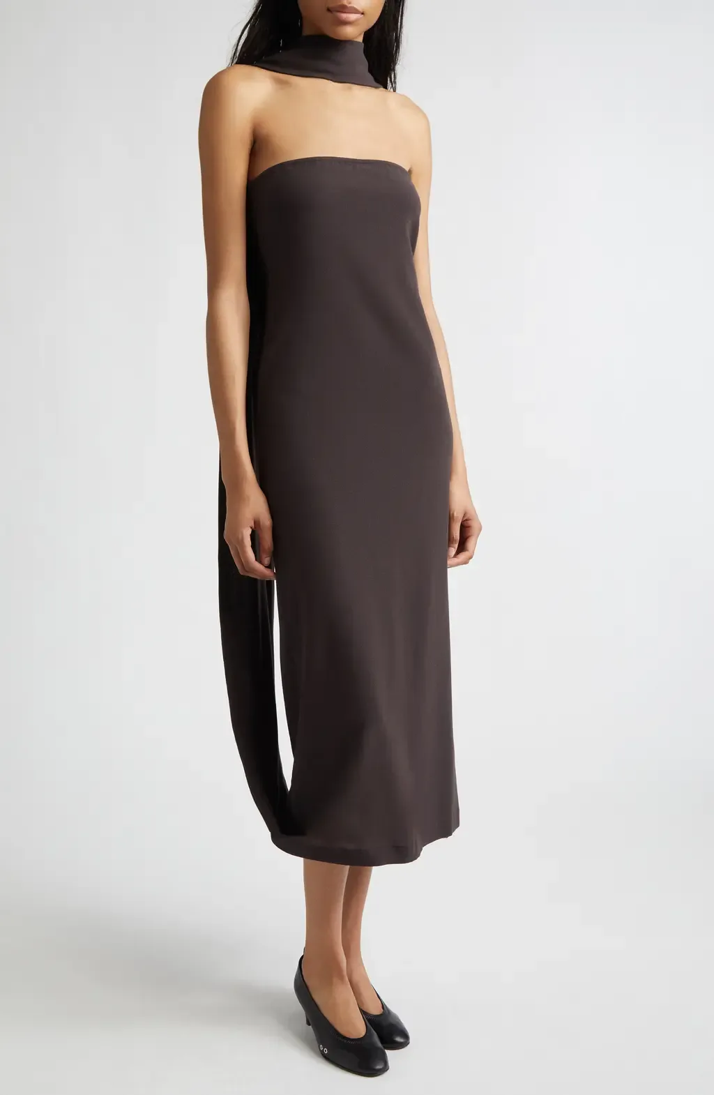 Alberch Strapless Wool Blend Dress with Attached Scarf by Paloma Wool