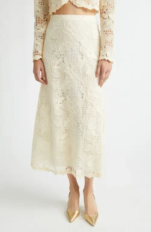 Lattice Guipure Lace Midi Skirt by Lela Rose
