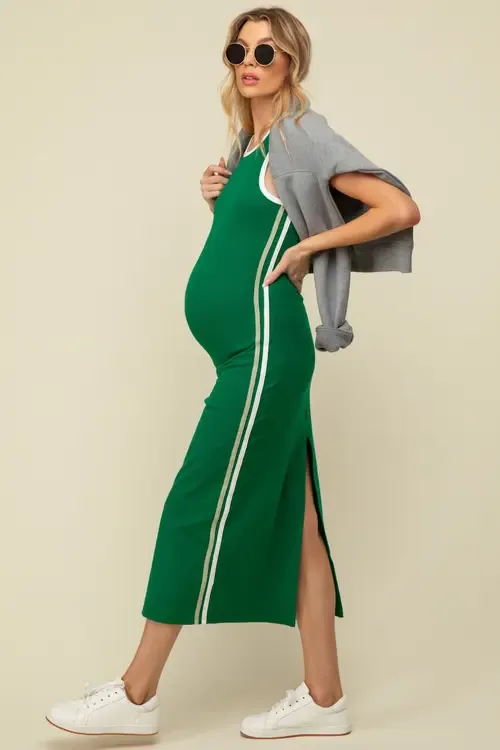 Sleeveless Contrasting Stripe Maxi Dress by PinkBlush