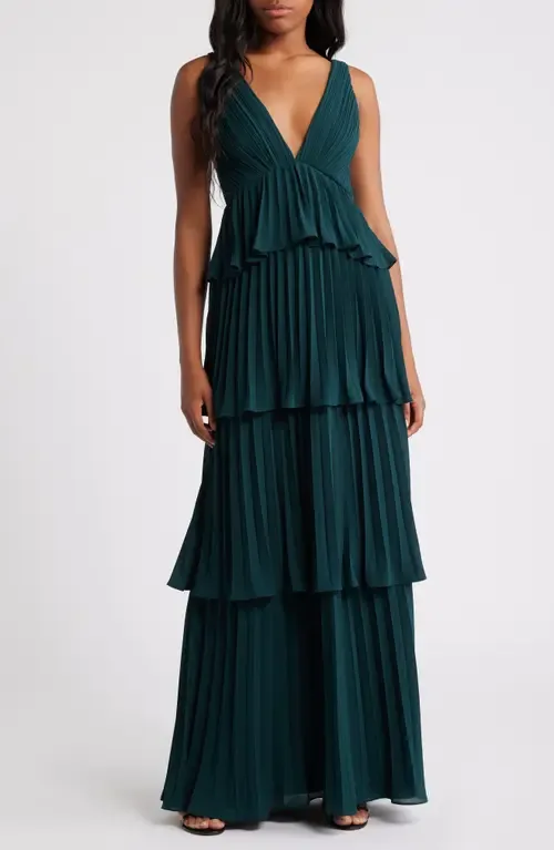 Tiered Gown Pleated by Lulus