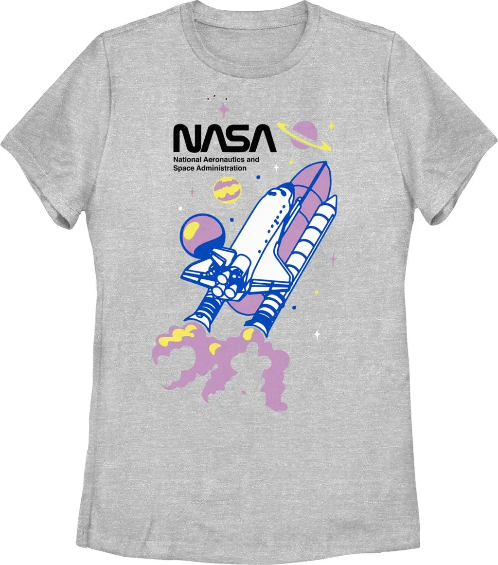 Space Shuttle Illustration Short Sleeve Graphic T-Shirt by NASA