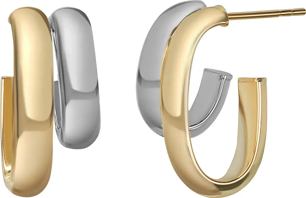 Two-Tone 14K Gold Hoop Earrings by Bony Levy