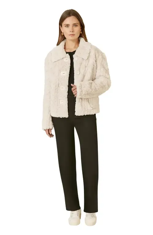 Textured Faux Fur Jacket