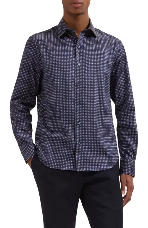 Axel Shaped Fit Geo Floral Stretch Cotton Button-Up Shirt by Bugatchi