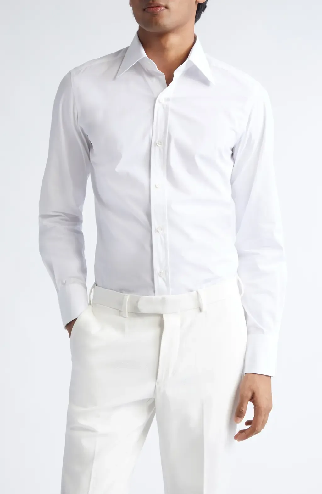 Classic Fit Cotton Poplin Button-Up Shirt by TOM FORD