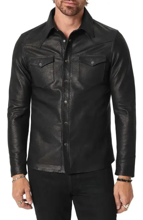 Sage Leather Shirt Jacket by John Varvatos