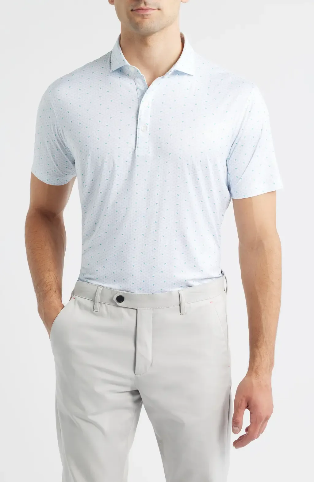Backcourt Shuttlecock Print Featherweight Performance Polo by johnnie-O