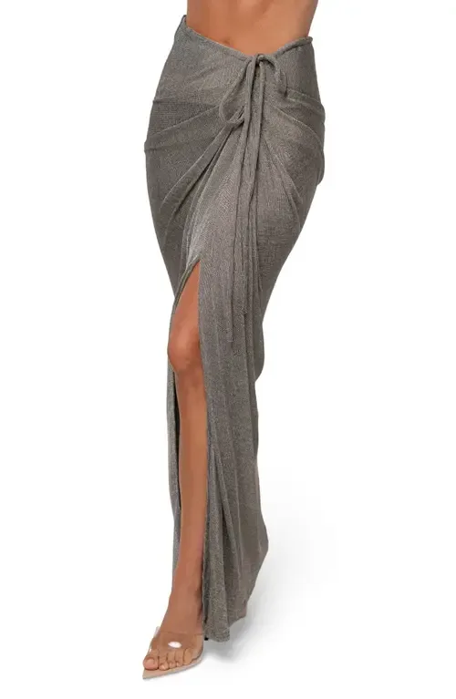 Noelia Metallic Maxi Sweater Skirt by JLUXLABEL