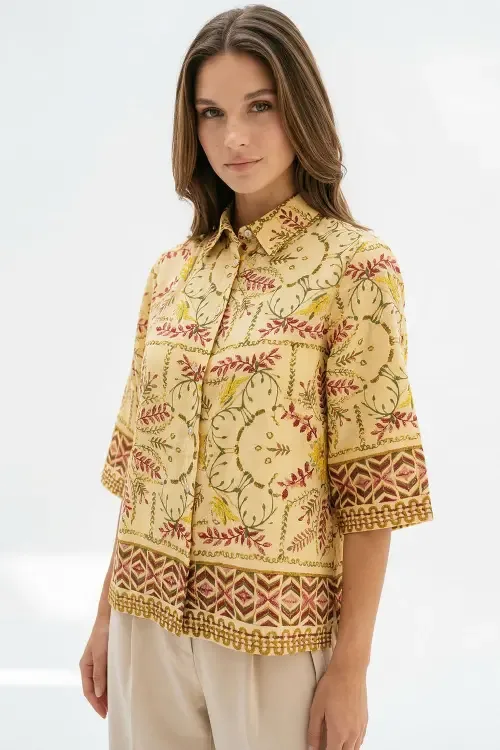 Nomi Short Sleeve Linen Shirt by Exquise