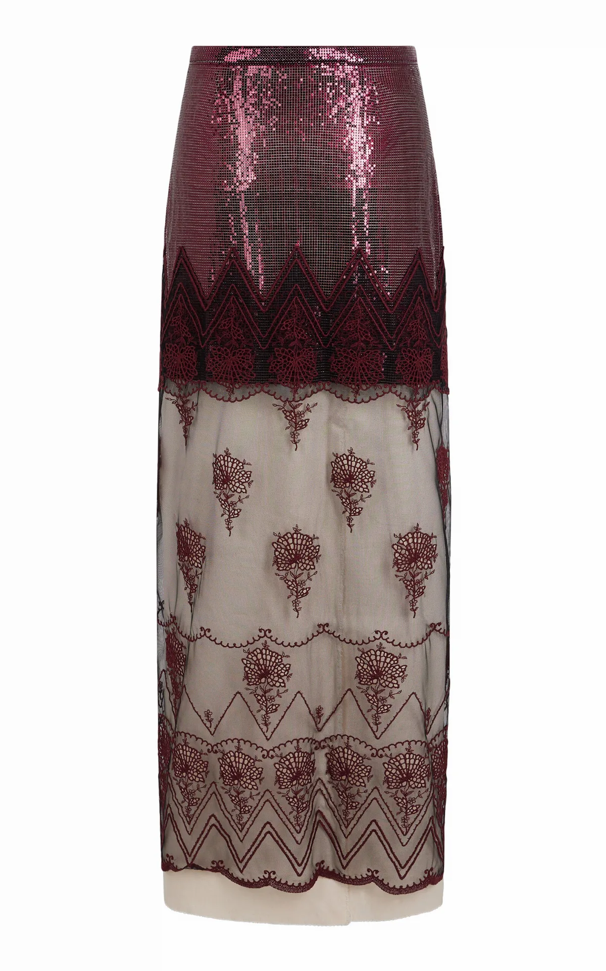 Embroidered Mesh Maxi Skirt by Rabanne