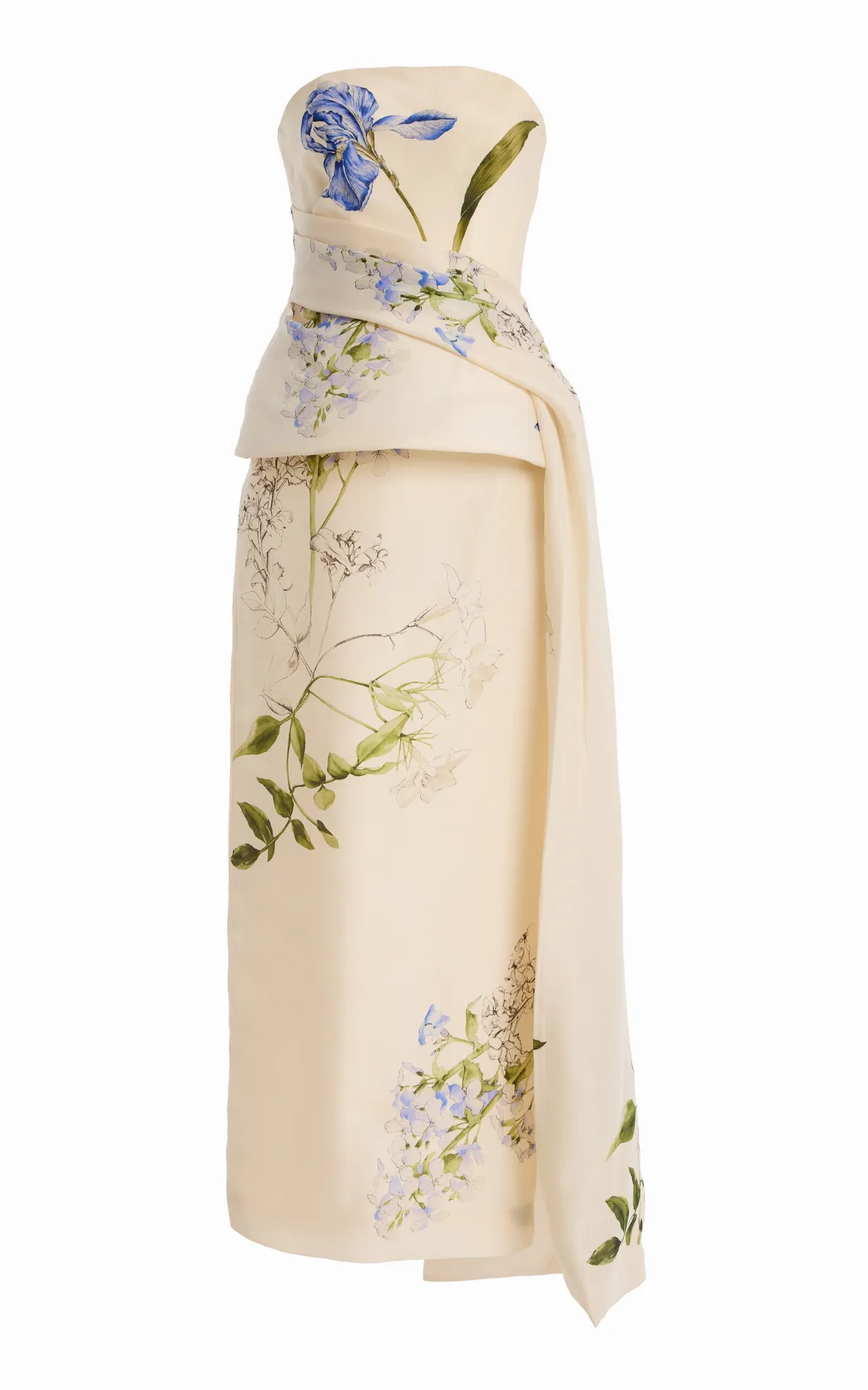 Strapless Draped Peplum Silk Gown by Monique Lhuillier