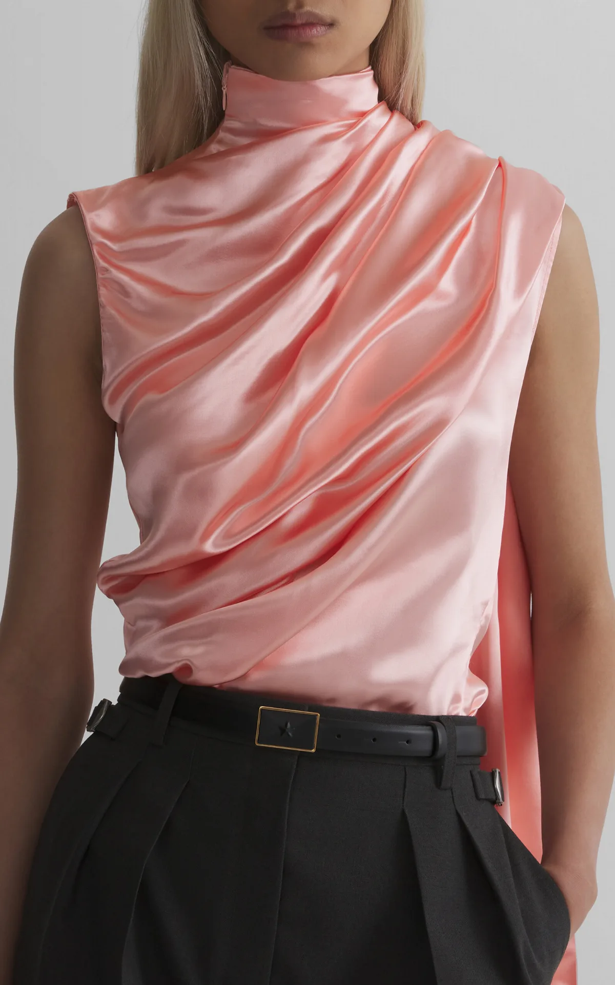 Ruffled High Collar Top by MUGLER