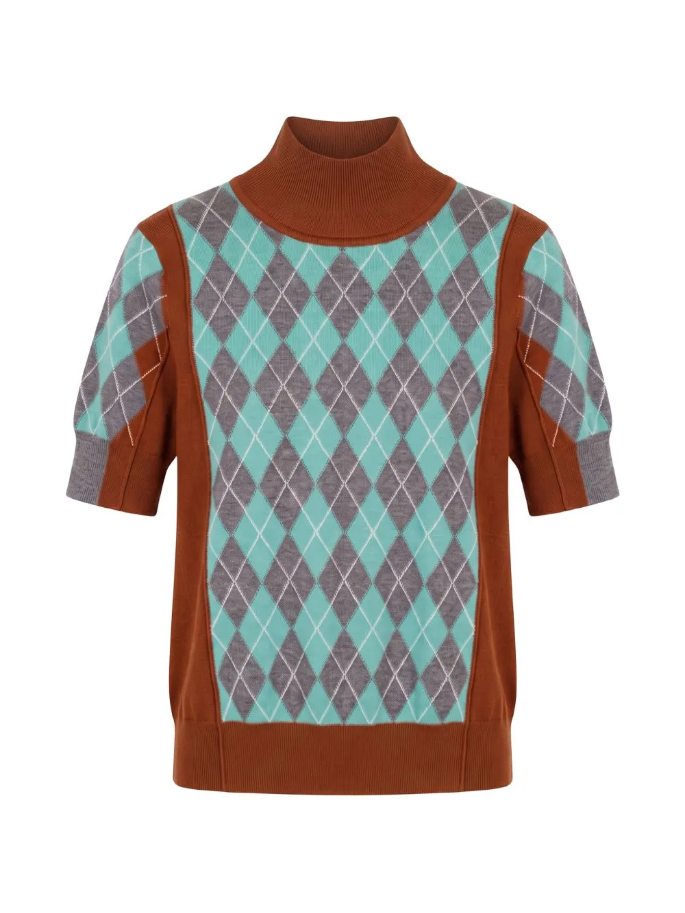 Melani Argyle-Pattern Short-Sleeved Sweater by ZANKOV
