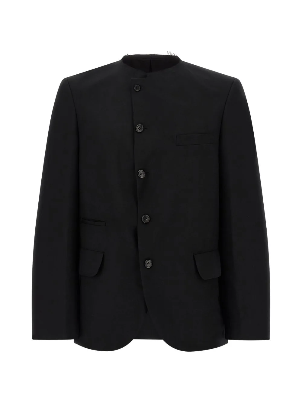 Raw-Cut Collarless Blazer by Black Comme Des Garçons