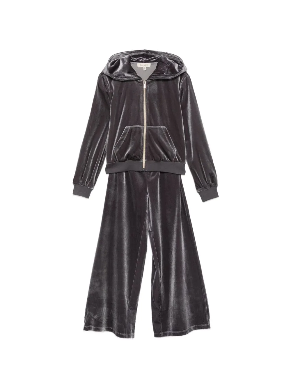 Velvet-Effect Hoodie Tracksuit Set by TWINSET Kids