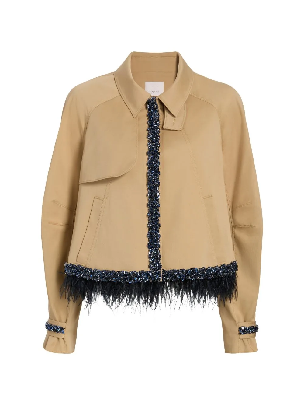 Carmila Beaded Feather-Trim Jacket by Cinq A Sept