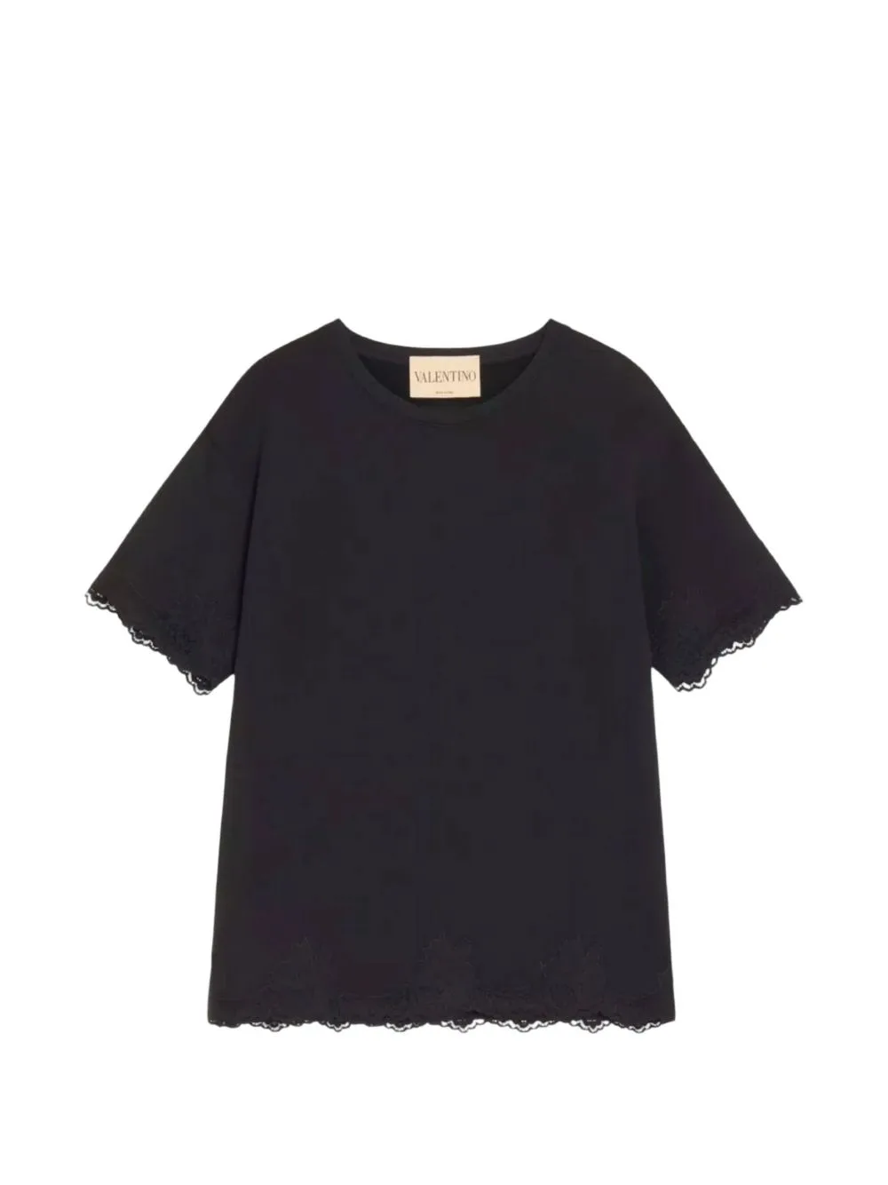 Lace-Trim Embroidered T-Shirt by Valentino Garavani