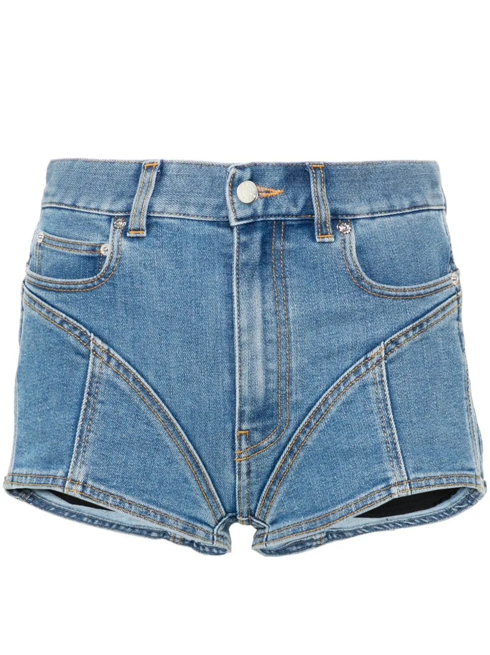Bi-Material Denim Shorts by Mugler