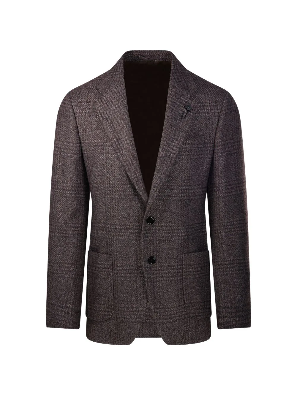 Check-Pattern Notched-Lapel Blazer