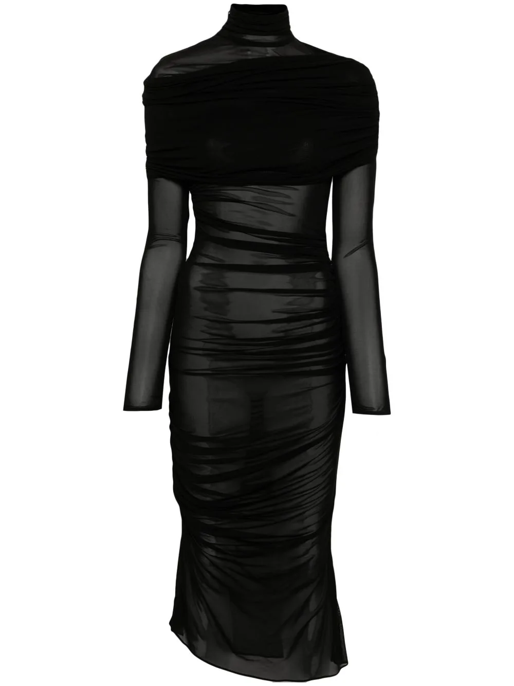 Sheer Ruched Dress