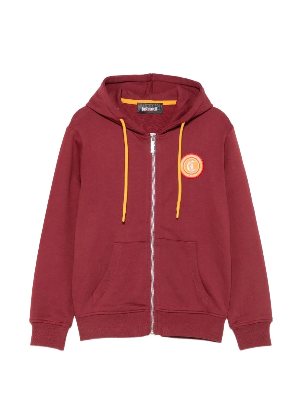 Logo-Patch Graphic-Print Hoodie by Roberto Cavalli Junior