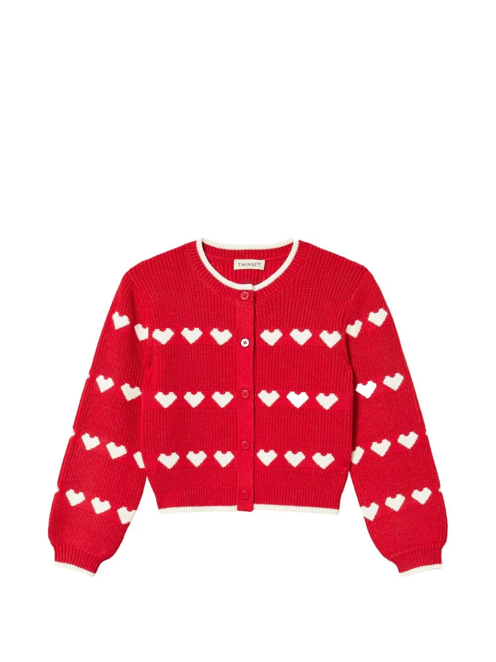 Cardigan with Jacquard Heart Pattern by TWINSET Kids