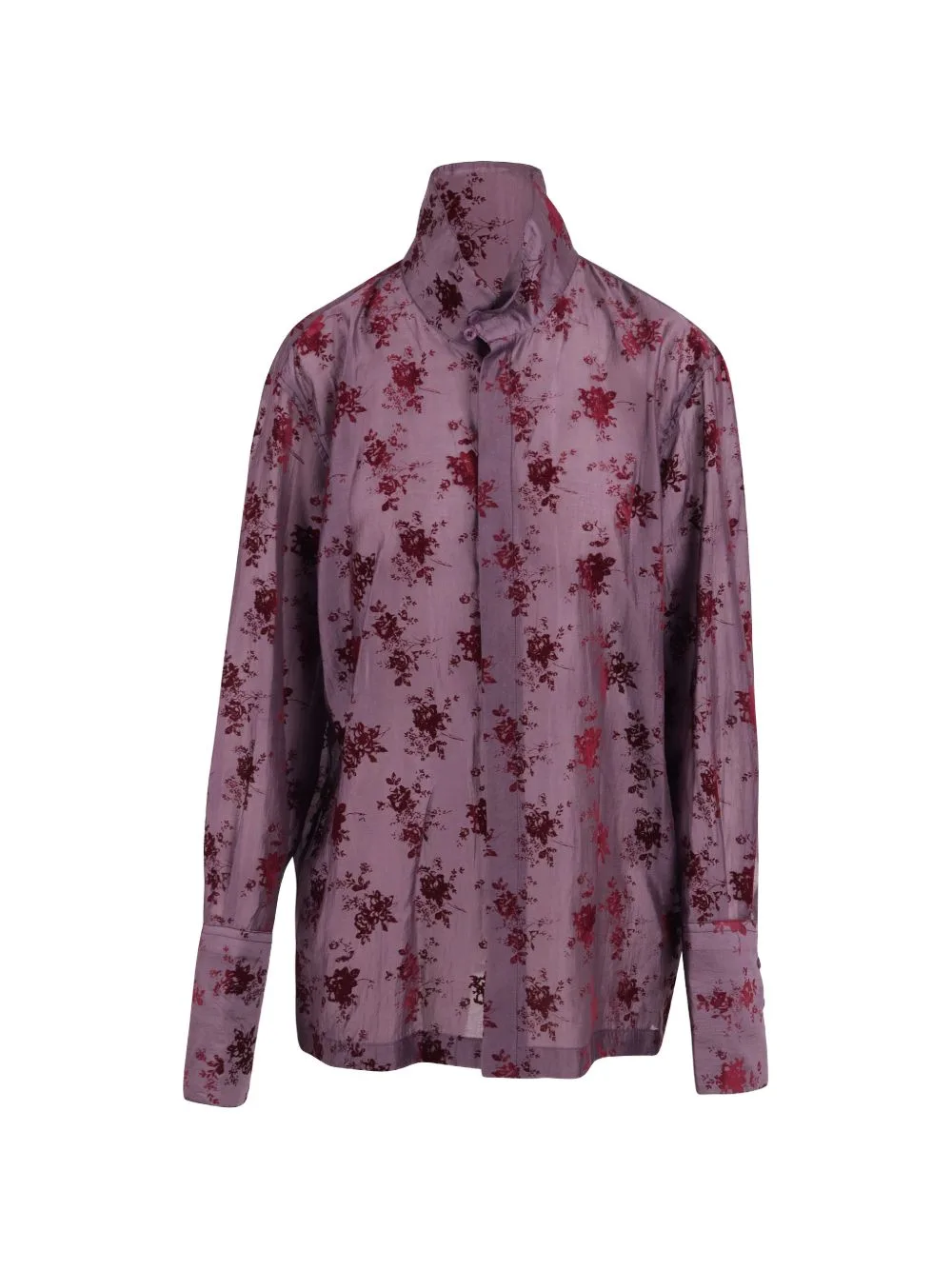 Floral-Print High-Neck Shirt by THELATEST