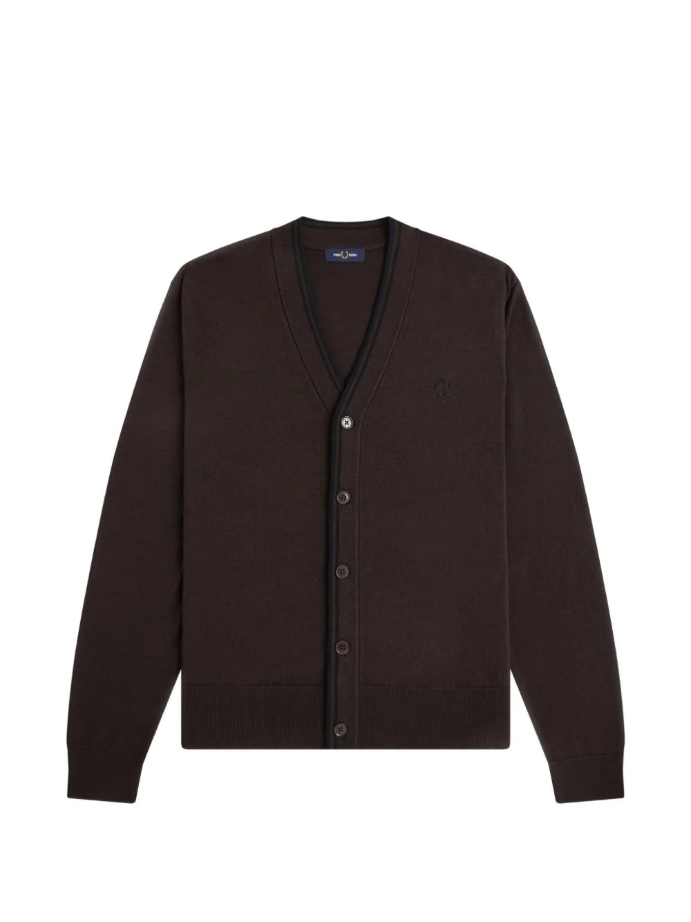 Tipping-Detail Logo-Embroidered Cardigan by Fred Perry