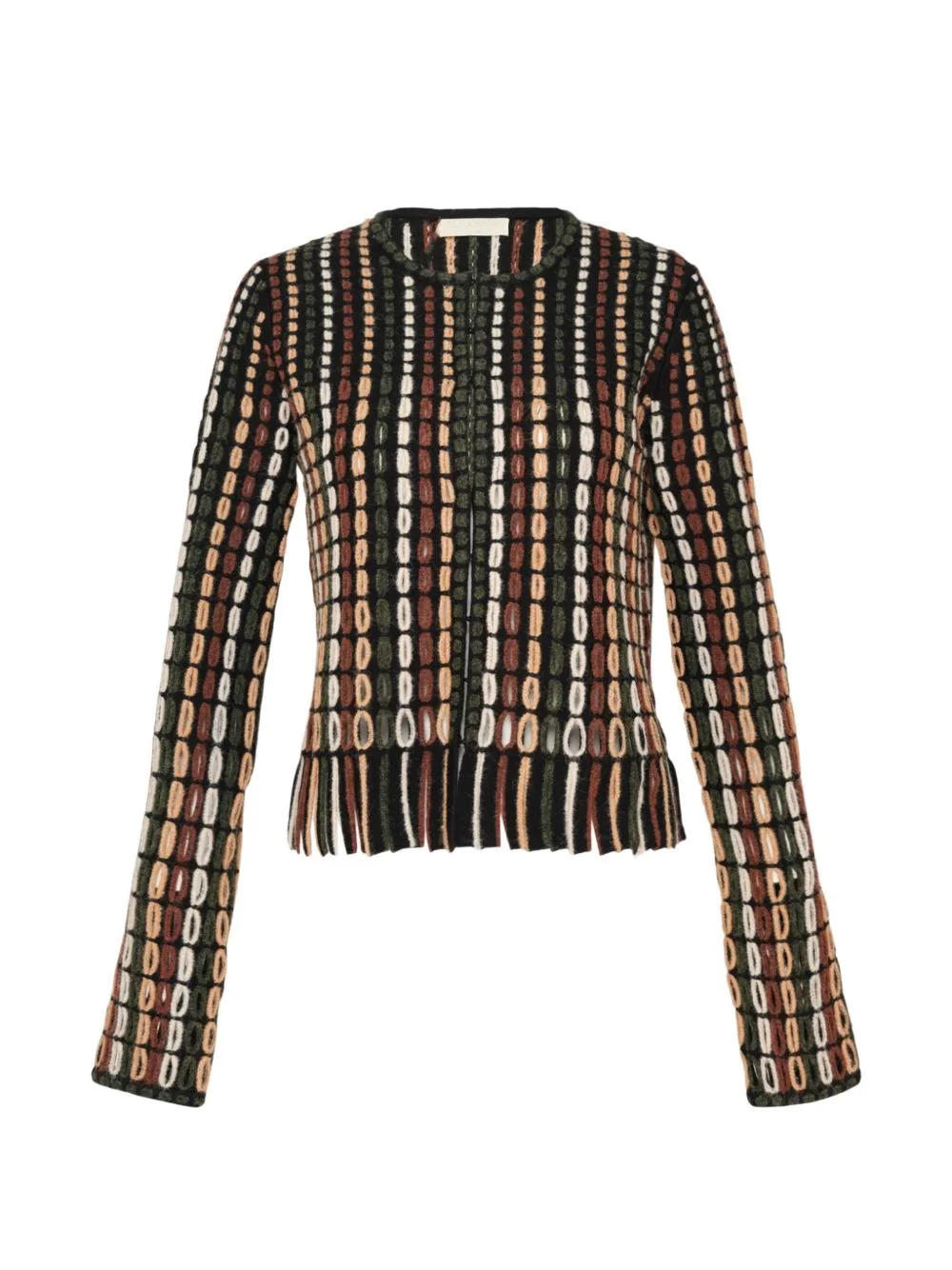 Zora Intarsia-Knit Fringed Cardigan by Ulla Johnson