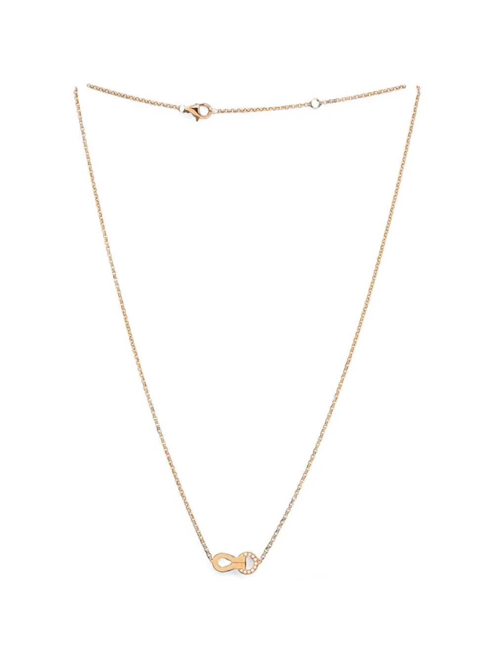 Agrafe Pendant 18K Rose Gold with Diamonds Necklace by Cartier