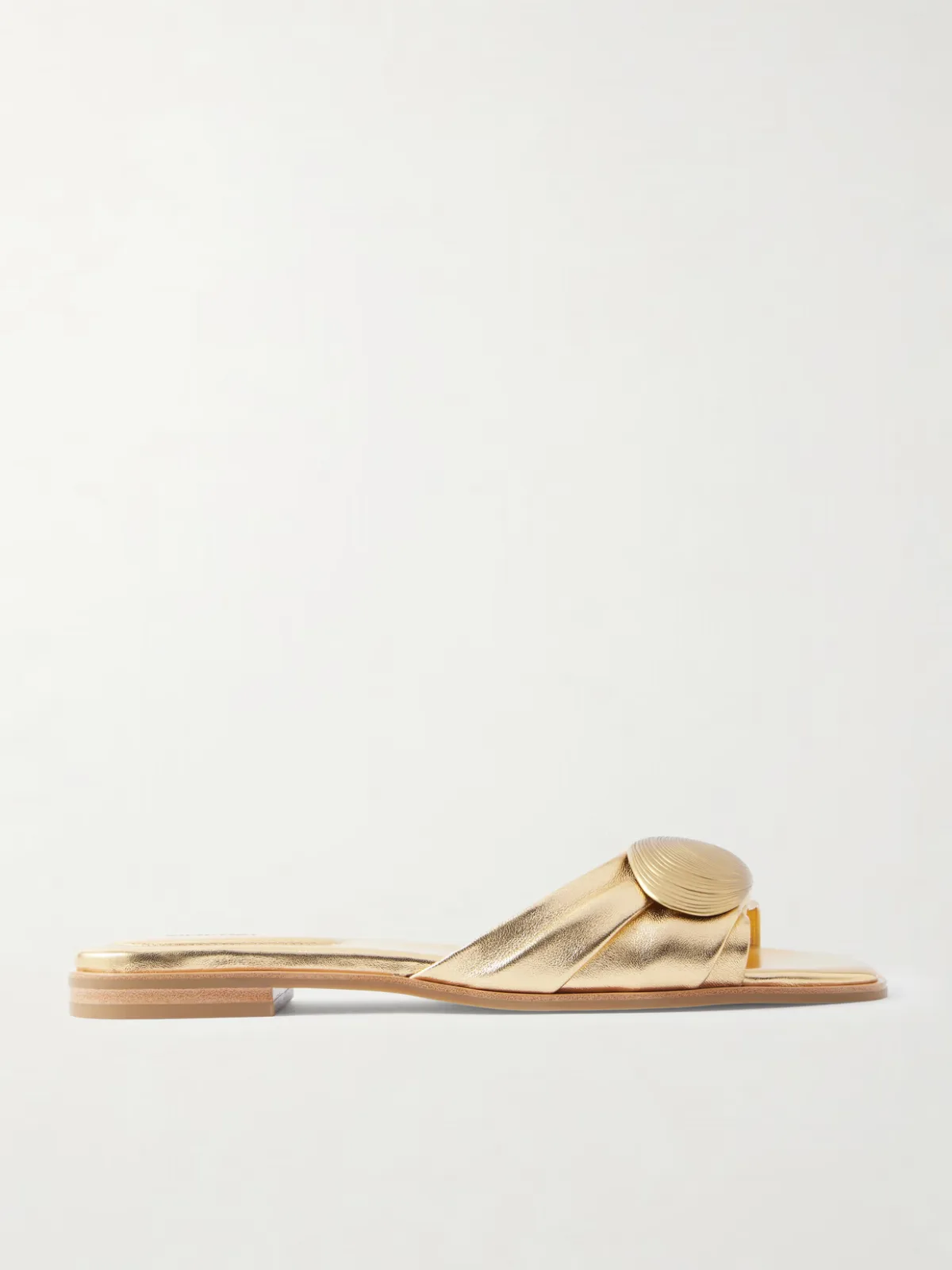 - Gigi Embellished Metallic Leather Slides -