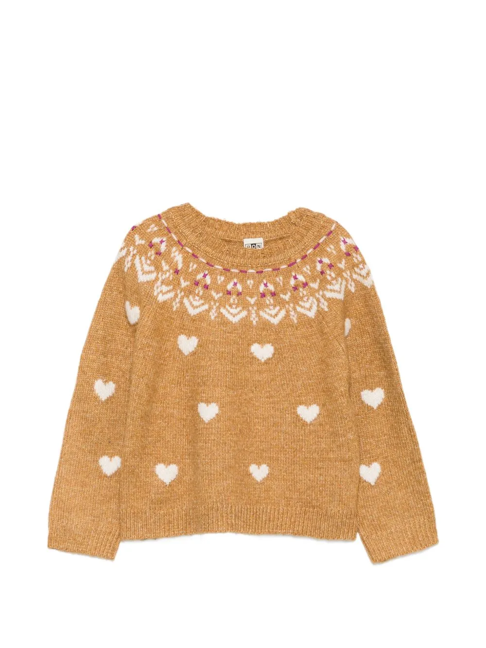Heart-Intarsia Fair Isle Sweater by Bonton