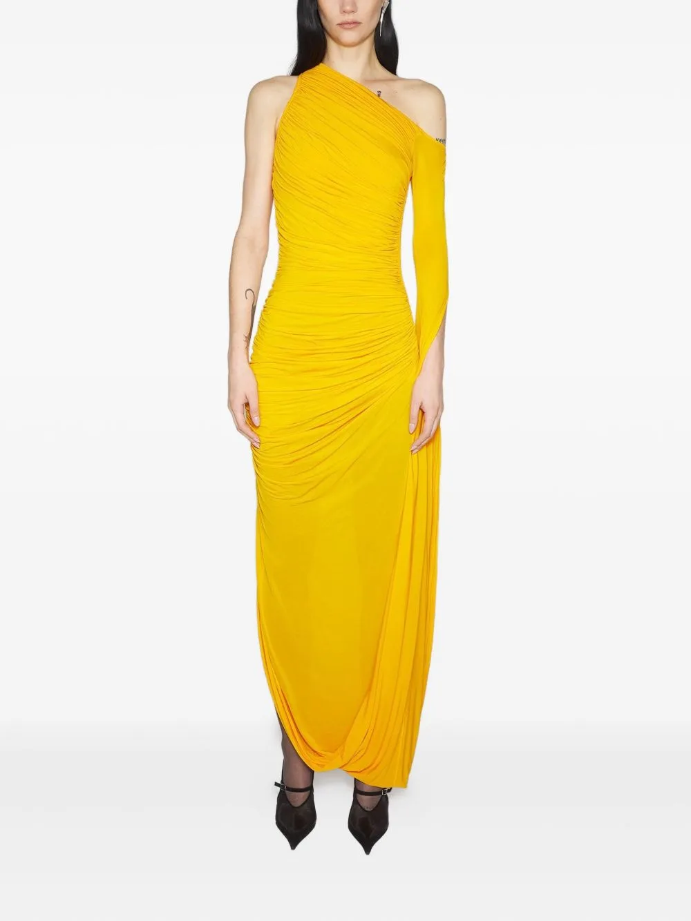 One-Shoulder Draped Maxi Dress by Mugler