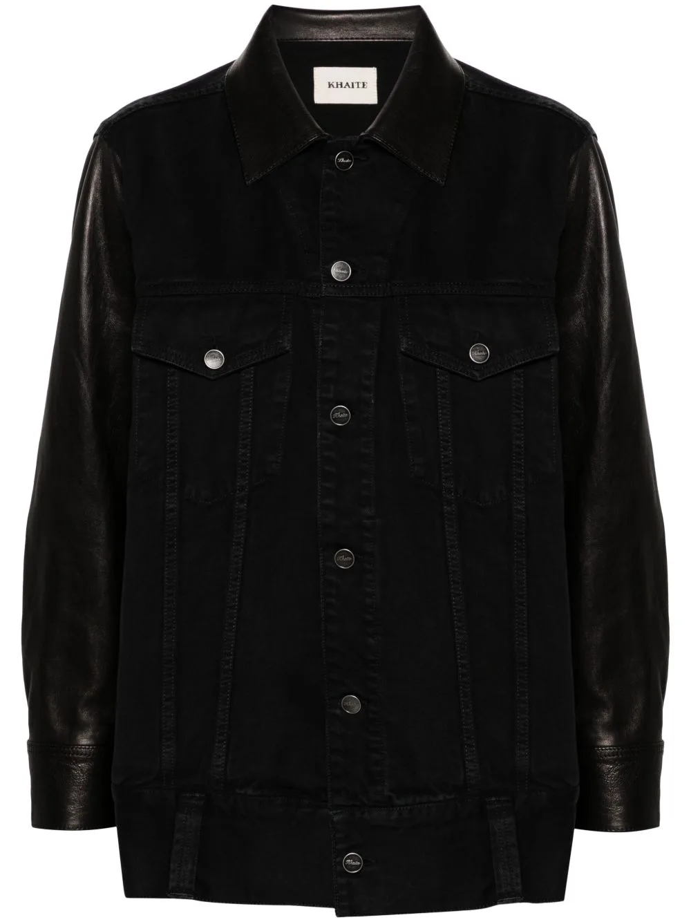 Grizzo Leather-Panels Denim Jacket by KHAITE