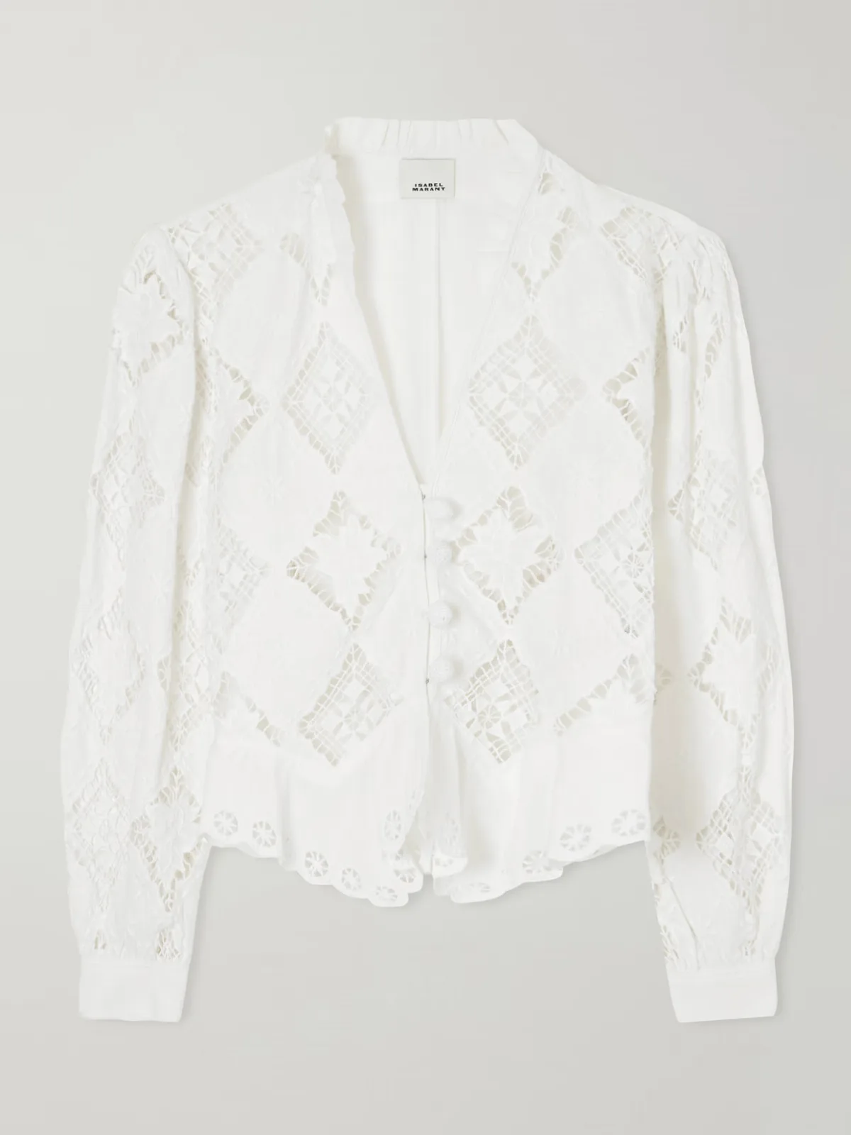 - Nina Broderie Anglaise Cotton And Linen-blend Blouse -