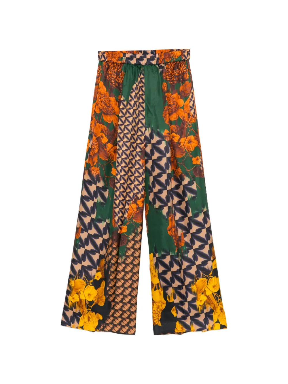 Printed Silk Trousers by Biyan