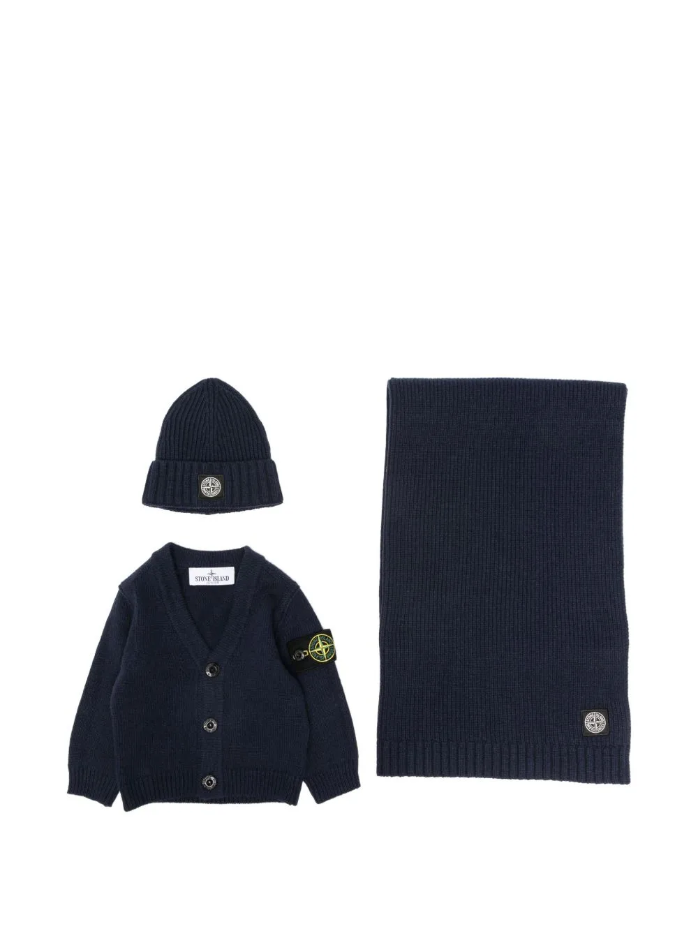 Compass-Patch Ribbed-Knit Cardigan Set by Stone Island Junior
