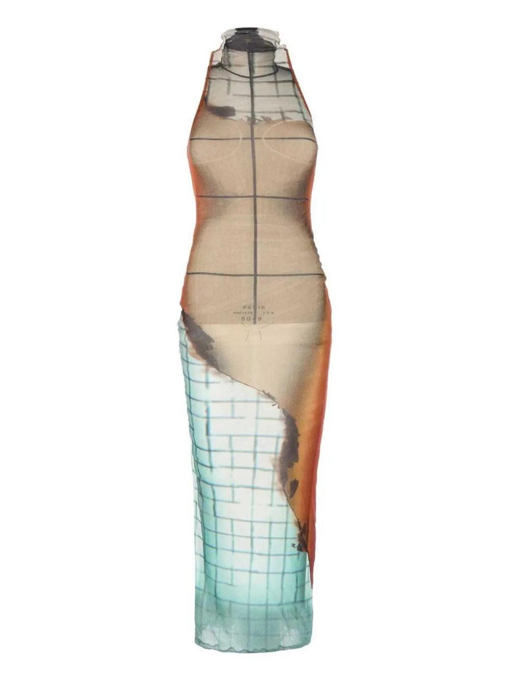 Printed Tulle Maxi Dress by Jean Paul Gaultier