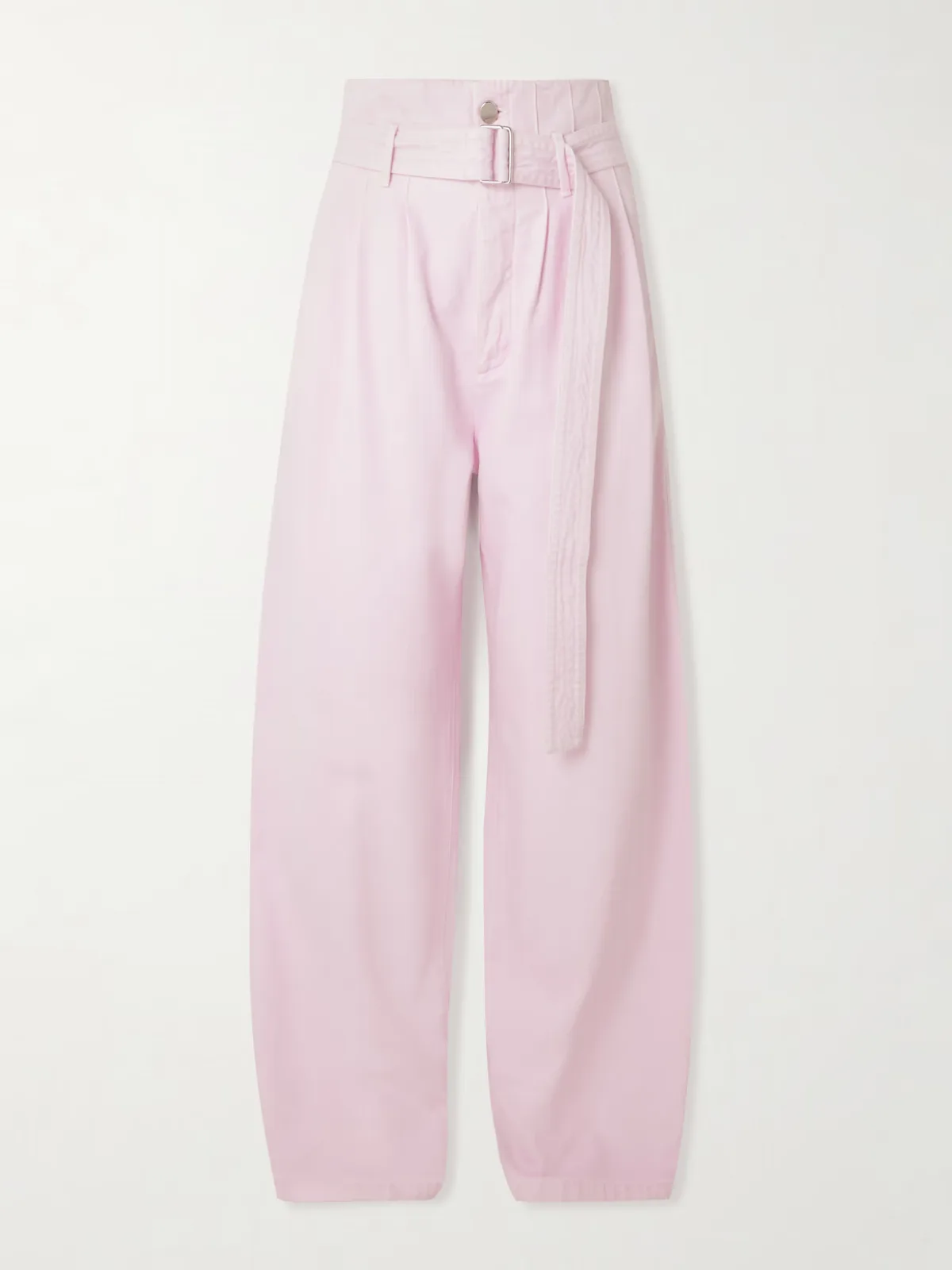 - + Maria Mcmanus Corset Belted Pintucked High-rise Wide-leg Organic Jeans -
