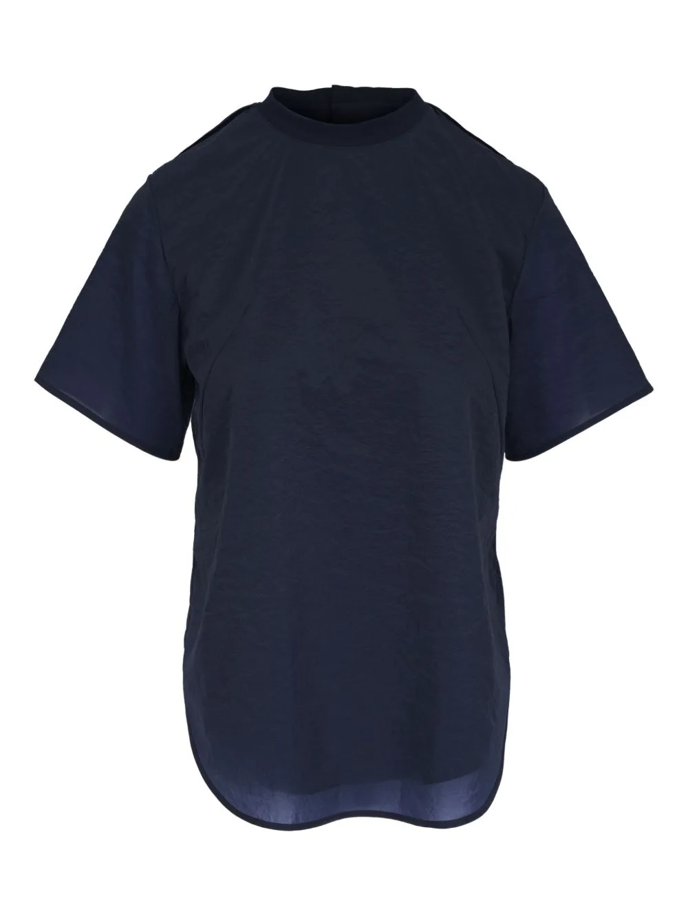 Short-Sleeve Curved-Hem Top by KZ_K STUDIO