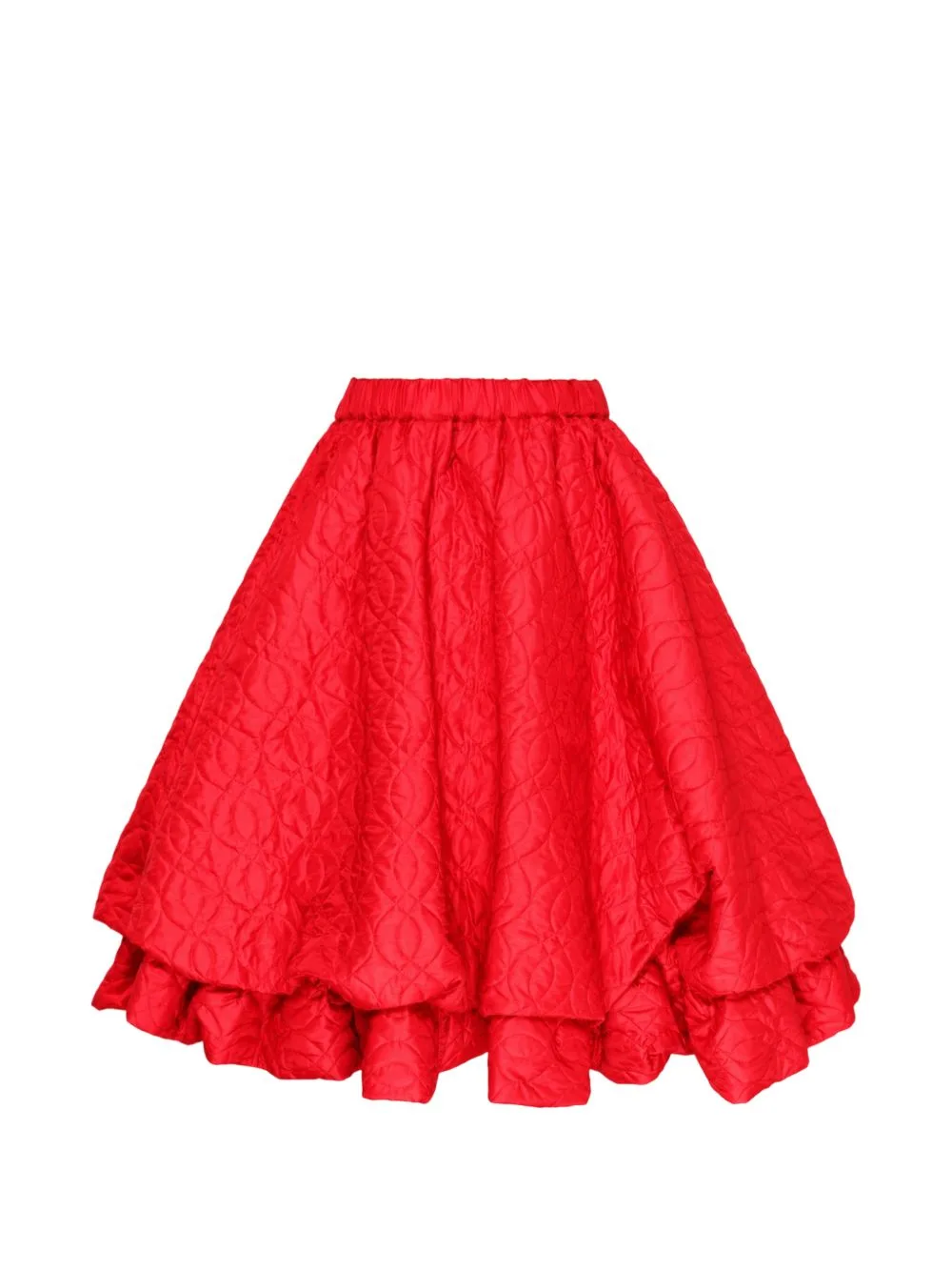 Quilted Ruffled Midi Skirt by Noir Kei Ninomiya