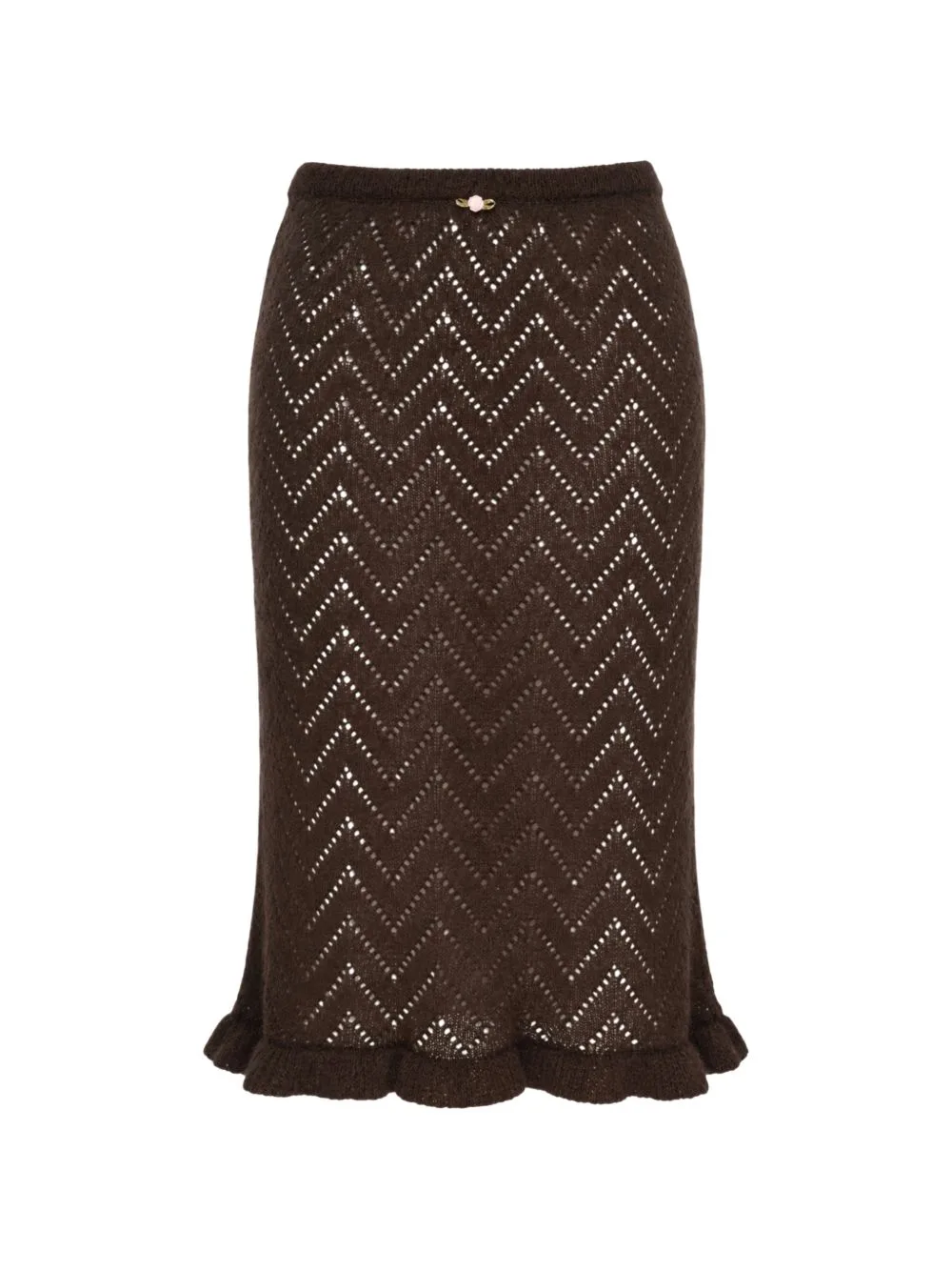Pointelle Ruffled Midi Skirt by MSGM
