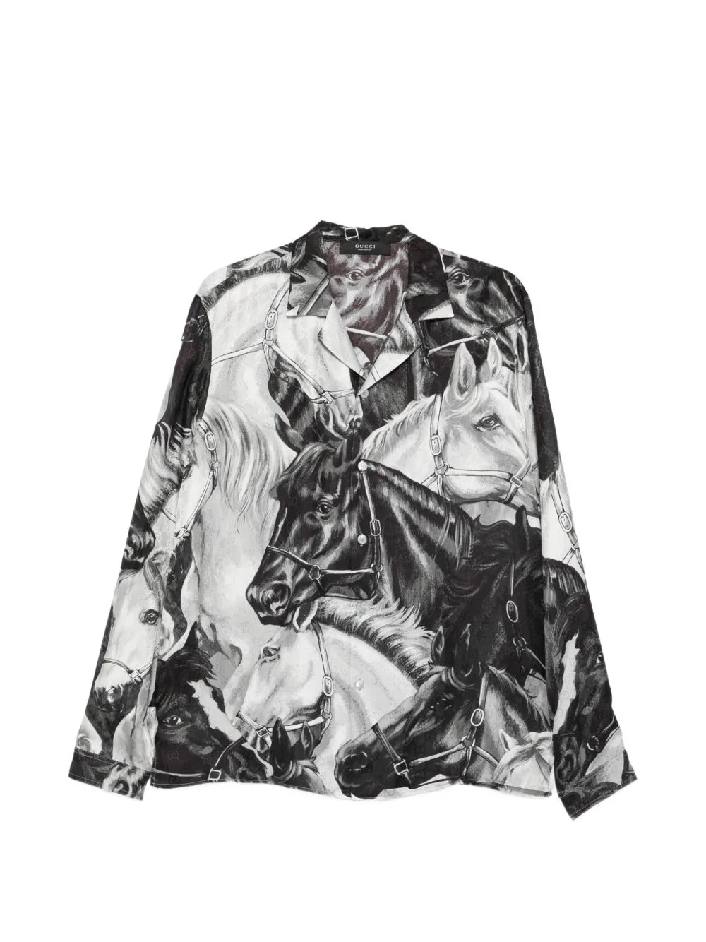 Horse-Print Silk Shirt by Gucci