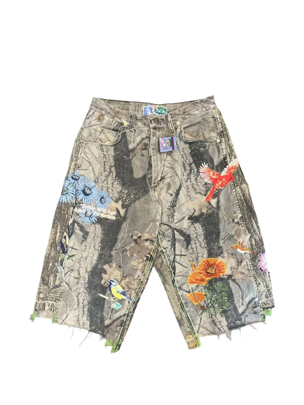 Amalia Camo-Print Embroidered Shorts by Better with Age