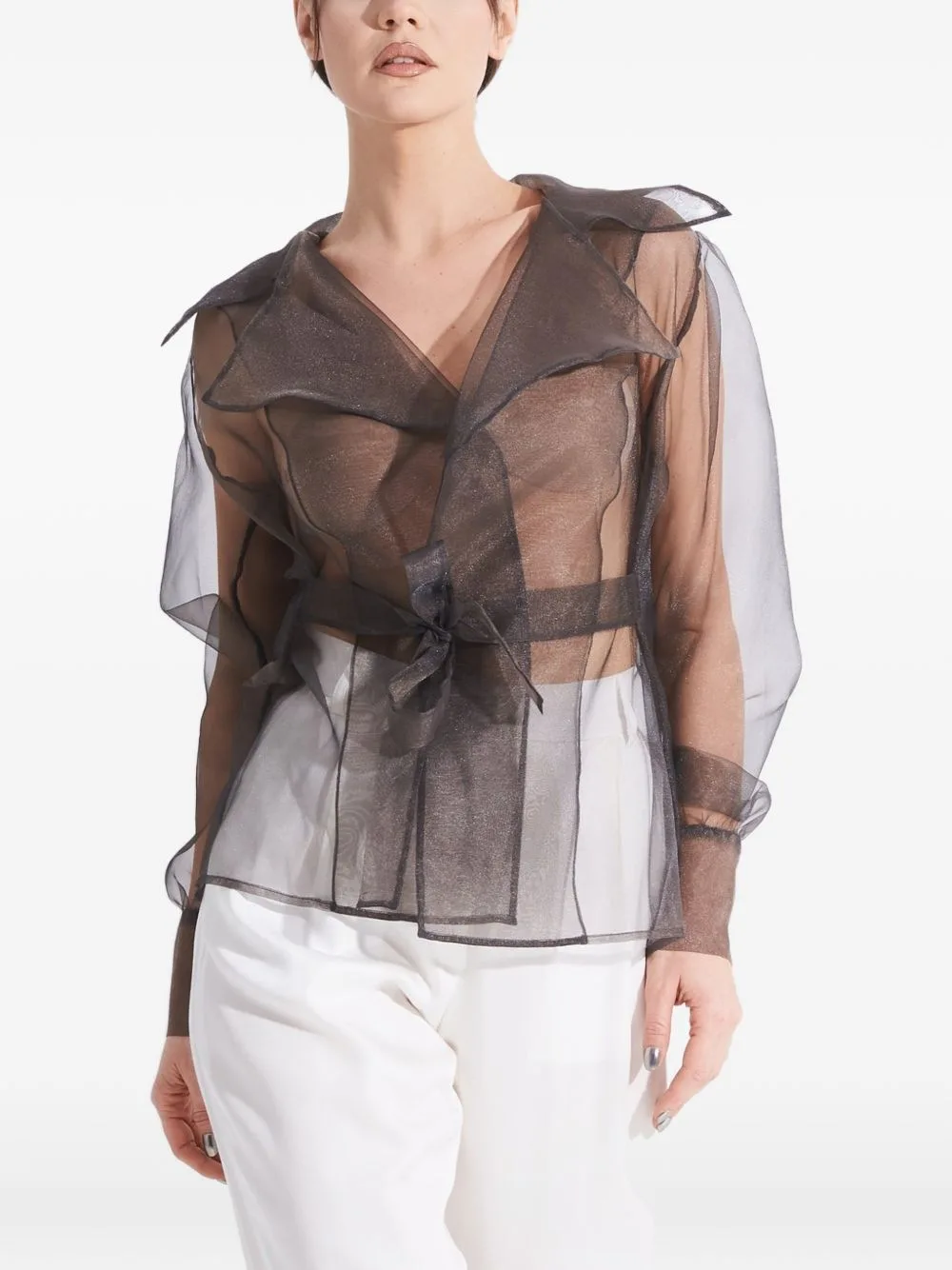 Sheer-Finish Oversized Blazer by Tessitura