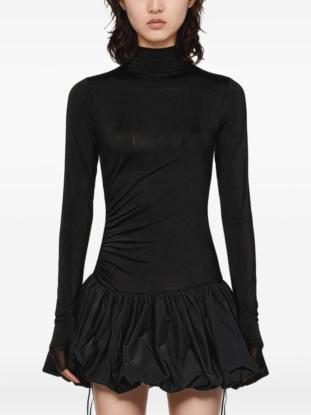 Alex Gathered-Waist Puff-Skirt Mini Dress by THE ANDAMANE